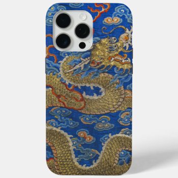 Chinese Imperial Golden Dragon Spiritual Animal Iphone 15 Pro Max Case by wheresmymojo at Zazzle