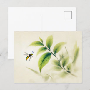 Chinese Ink Hornet on Branch Poster Postcard