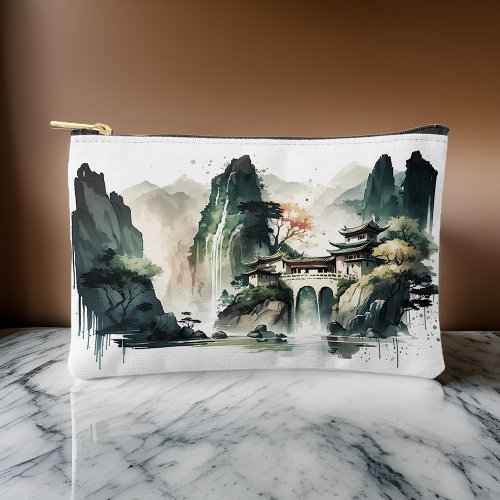 Chinese Ink Landscape Mountain Home Small Accessory Pouch