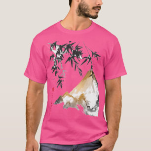 Chinese Ink Painting - Mountain Landscape With Bam T-Shirt