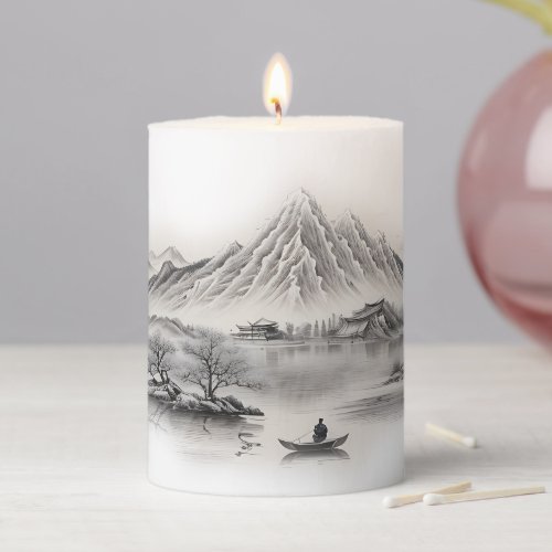 Chinese Ink Painting series Pillar Candle