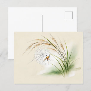Chinese Ink Spider on Rice Postcard