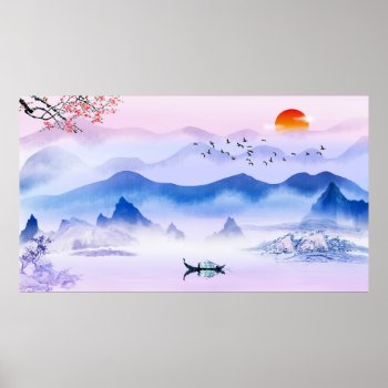 Chinese Ink Style Painting Nature Scenery Poster by nothuman at Zazzle