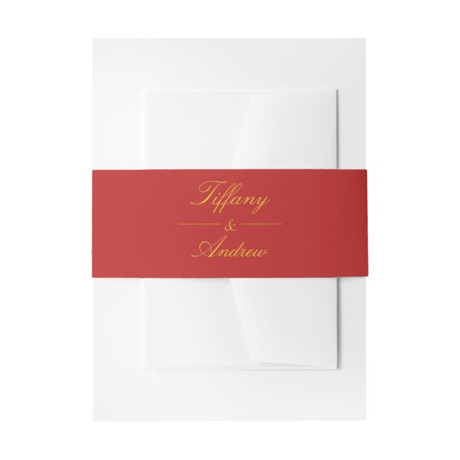 Chinese Inspired Elegant Red Wedding  Invitation Belly Band (Front Example)