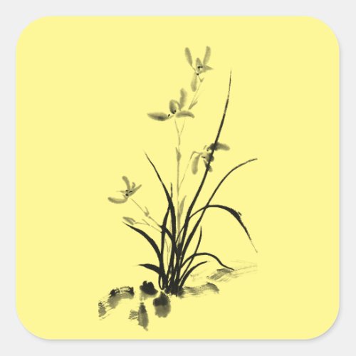 Chinese Iris _ bw Square Sticker