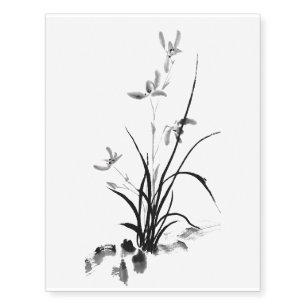 Chinese Iris - bw Temporary Tattoos