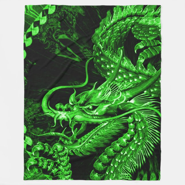 Chinese Jade Emperor Dragon Art Fleece Blanket (Front)