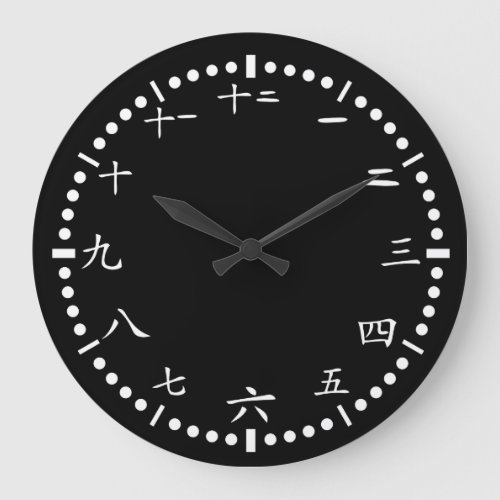 Chinese Japanese numbers black background Large Clock