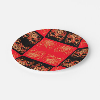Chinese Japanese Oriental Party Paper Plates Red