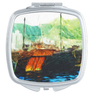 Chinese Junk in Hong Kong Harbor Abstract Makeup Mirror