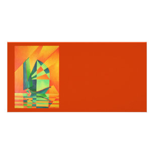 Chinese Junk Sails at Sunrise Orange And Green Card