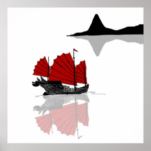 Chinese Junk Ship Poster