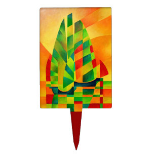 Chinese Junks, Sunset, Sails and Shadows Bold Cake Topper