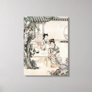 Chinese ladies in a garden canvas print