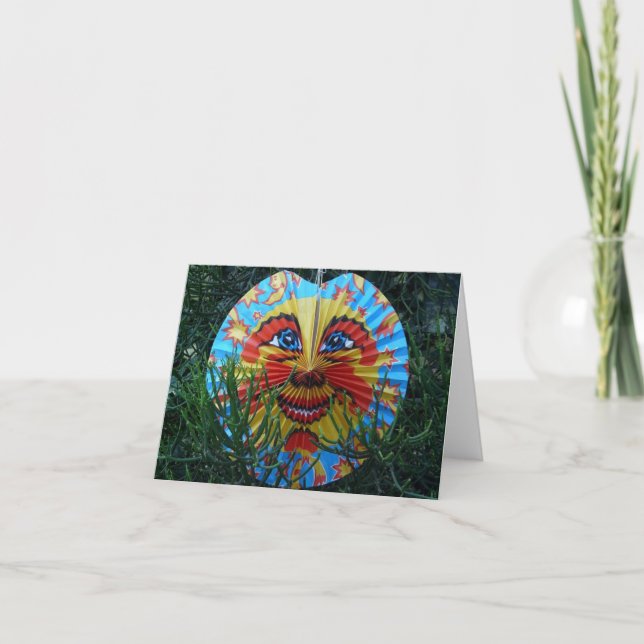 Chinese Lampignon Face Lantern Letterpress Thank You Card (Front)