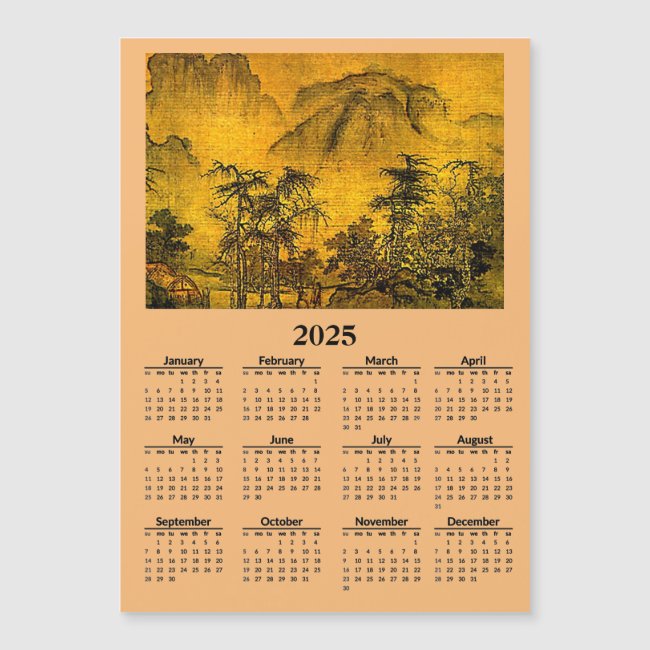 Chinese Landscape 2025 Calendar Magnetic Card