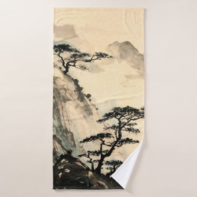 Chinese landscape painting.chinese,painting,japane bath towel (Bath Towel)