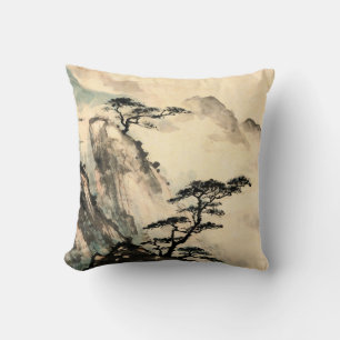 Chinese landscape painting.chinese,painting,japane throw pillow