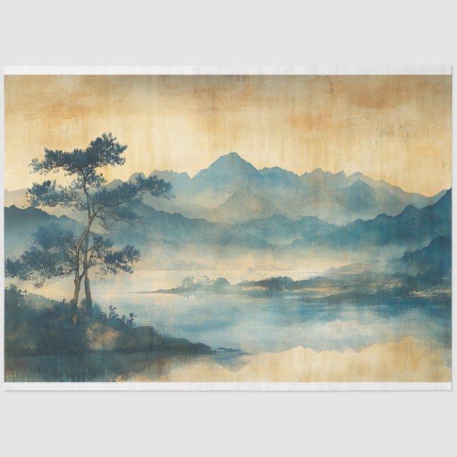 Chinese Landscape Painting Decoupage Tissue Paper (Front)