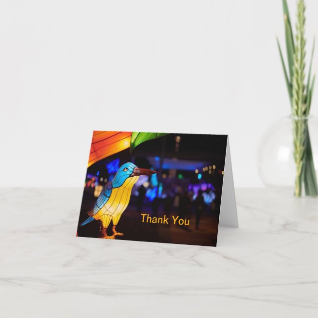 Chinese Lantern Art Bluebird Notecard (Front)