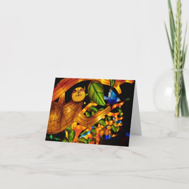 Chinese Lantern Art Sloth Note Note Card (Front)