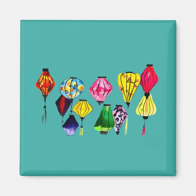 Chinese lantern colorful art magnet (Front)