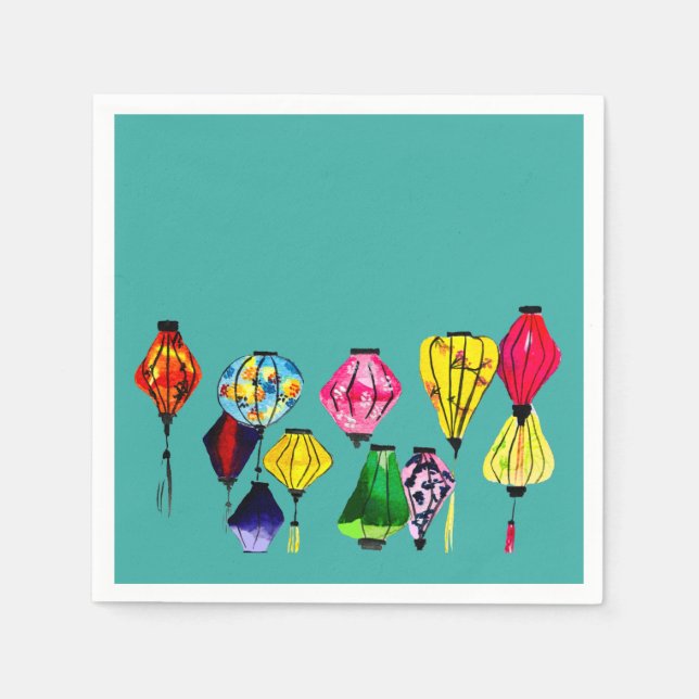 Chinese lantern colorful art napkins (Front)