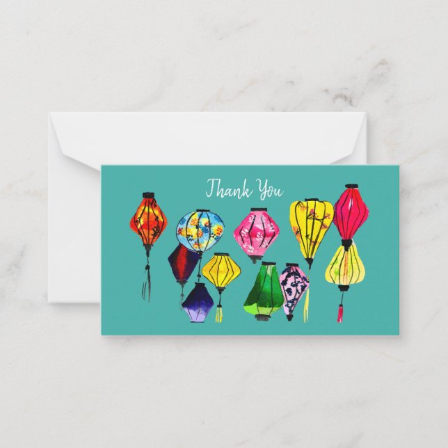 Chinese lantern colorful art note card (Front)