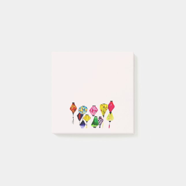 Chinese lantern colorful art post-it notes (Front)