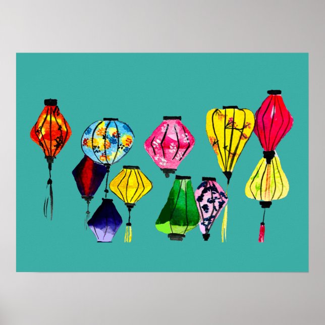 Chinese lantern colorful art poster (Front)