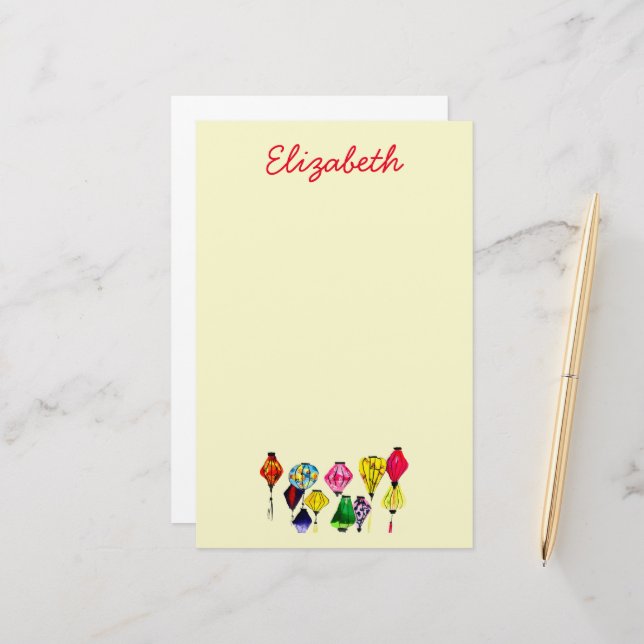 Chinese lantern colorful art stationery (Front/Back In Situ)