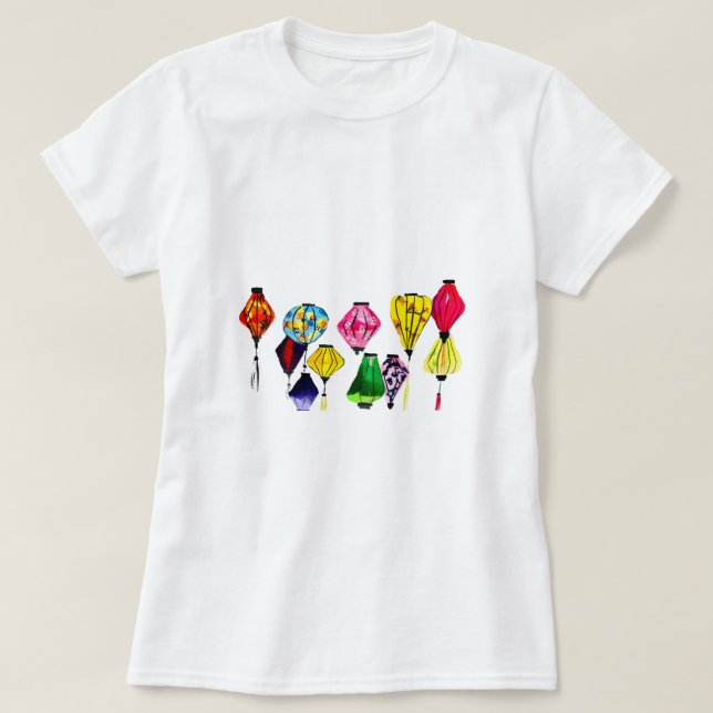 Chinese lantern colorful art T-Shirt (Design Front)