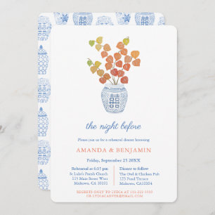 Chinese Lantern Fall Wedding Rehearsal Dinner Invitation