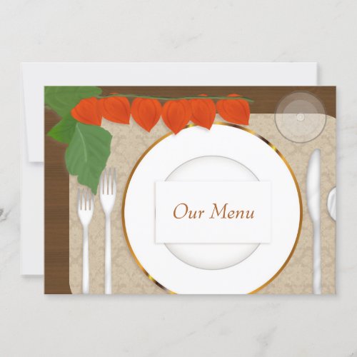 Chinese Lantern Plant Place Setting Thanksgiving Invitation