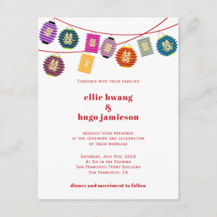 Chinese Lanterns and Double Happiness Wedding Invitation