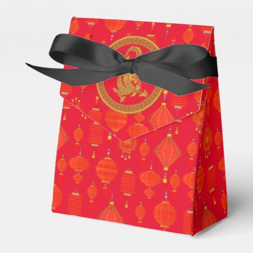 Chinese lanterns and dragon favor boxes