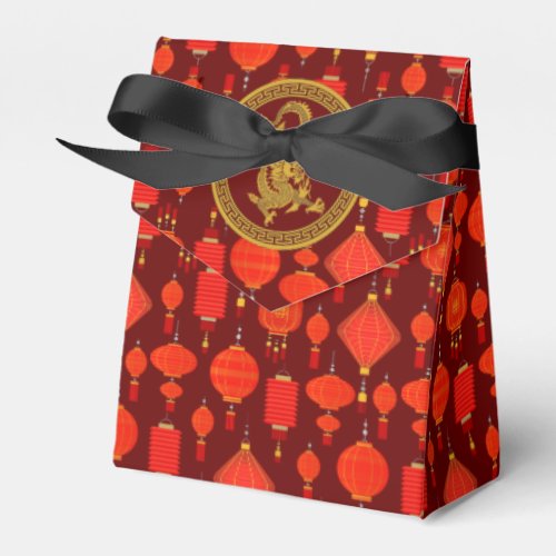 Chinese lanterns and dragon favor boxes