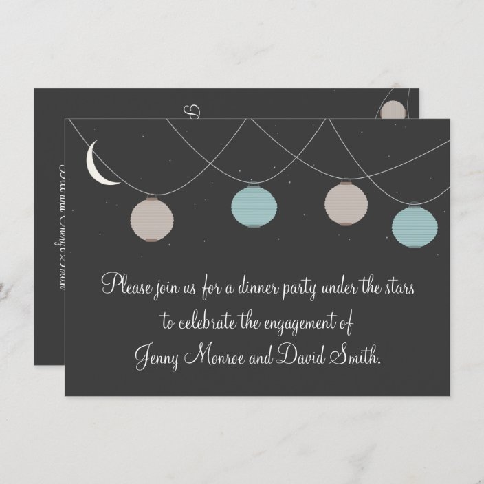Chinese Lanterns and Stars Dinner Party Invitation