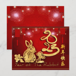 Chinese Lanterns Fireworks Rabbit Year 2023 HPostc Postcard