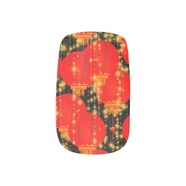 Chinese Lanterns Minx Nail Art (Left Thumb)
