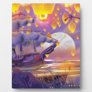 Chinese Lanterns on the Lake Plaque