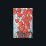 Chinese Lanterns, Physalis Autumn Floral Painting Canvas Print<br><div class="desc">Canvas print featuring colorful floral artwork,  pastel painting in impressionist style,   Chinese lanterns / Physalis bouquet from autumn garden. Shiny orange,  brown and light blue colors. Soft pastels on paper,  2020
© Clipso-Callipso / Julia Khoroshikh
www.juliakhoroshikh.art
#floralart #stilllife #Chineselanterns #japaneselanterns #goldenberry #physalis #autumnplants #contemporaryfloral #pastelpainting #wallart</div>