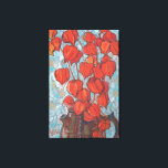 Chinese Lanterns, Physalis Autumn Floral Painting Canvas Print<br><div class="desc">Canvas print featuring colorful floral artwork,  pastel painting in impressionist style,   Chinese lanterns / Physalis bouquet from autumn garden. Shiny orange,  brown and light blue colors. Soft pastels on paper,  2020
© Clipso-Callipso / Julia Khoroshikh
www.juliakhoroshikh.art
#floralart #stilllife #Chineselanterns #japaneselanterns #goldenberry #physalis #autumnplants #contemporaryfloral #pastelpainting #wallart</div>