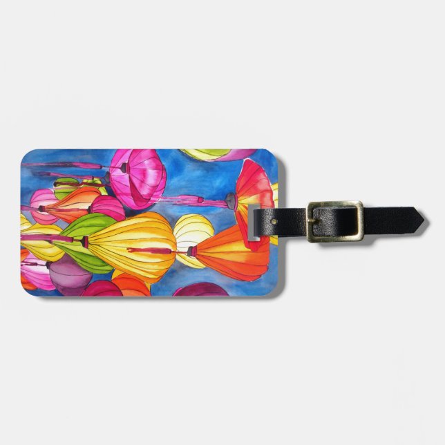 Chinese Lanterns watercolour fine art Luggage Tag (Front Horizontal)