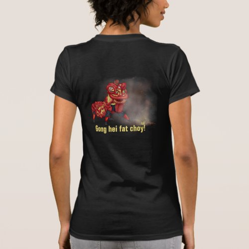 Chinese Lion Dancers Firecracker Illustration T_Shirt