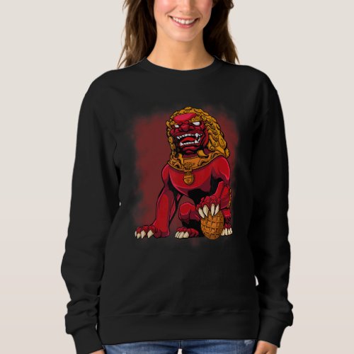 Chinese Lion Dog Guardian Warrior East Asian Mytho Sweatshirt