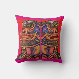 Chinese lions throw pillow