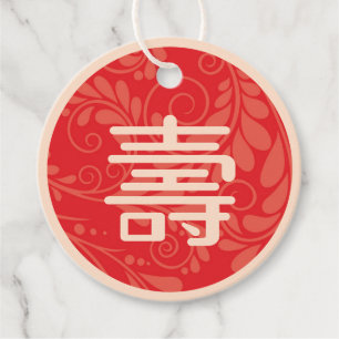 Chinese "Longevity" Birthday favor Tags