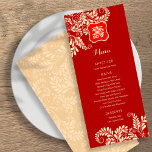 Chinese "Longevity" Birthday Menu (RED)<br><div class="desc">These design has the longevity symbol with the age (80) at the bottom left. This age is editable for up to 99 years old. If you would like to edit more in color or sizes,  you can do so by clicking on "Edit using Design Tool" under "Personalize".</div>
