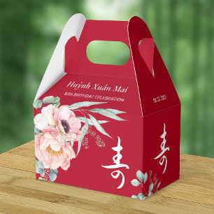 Chinese Longevity Birthday Peony Favor Boxes